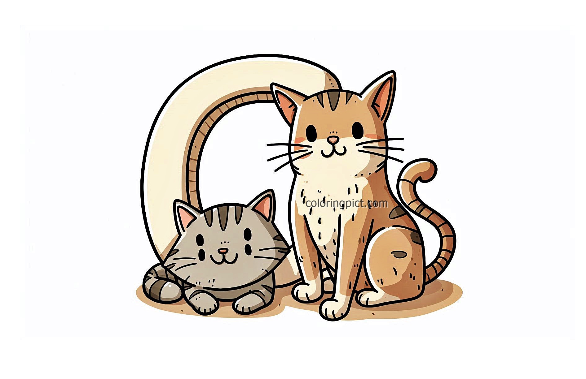 Image is alphabet letter C with Cat coloring