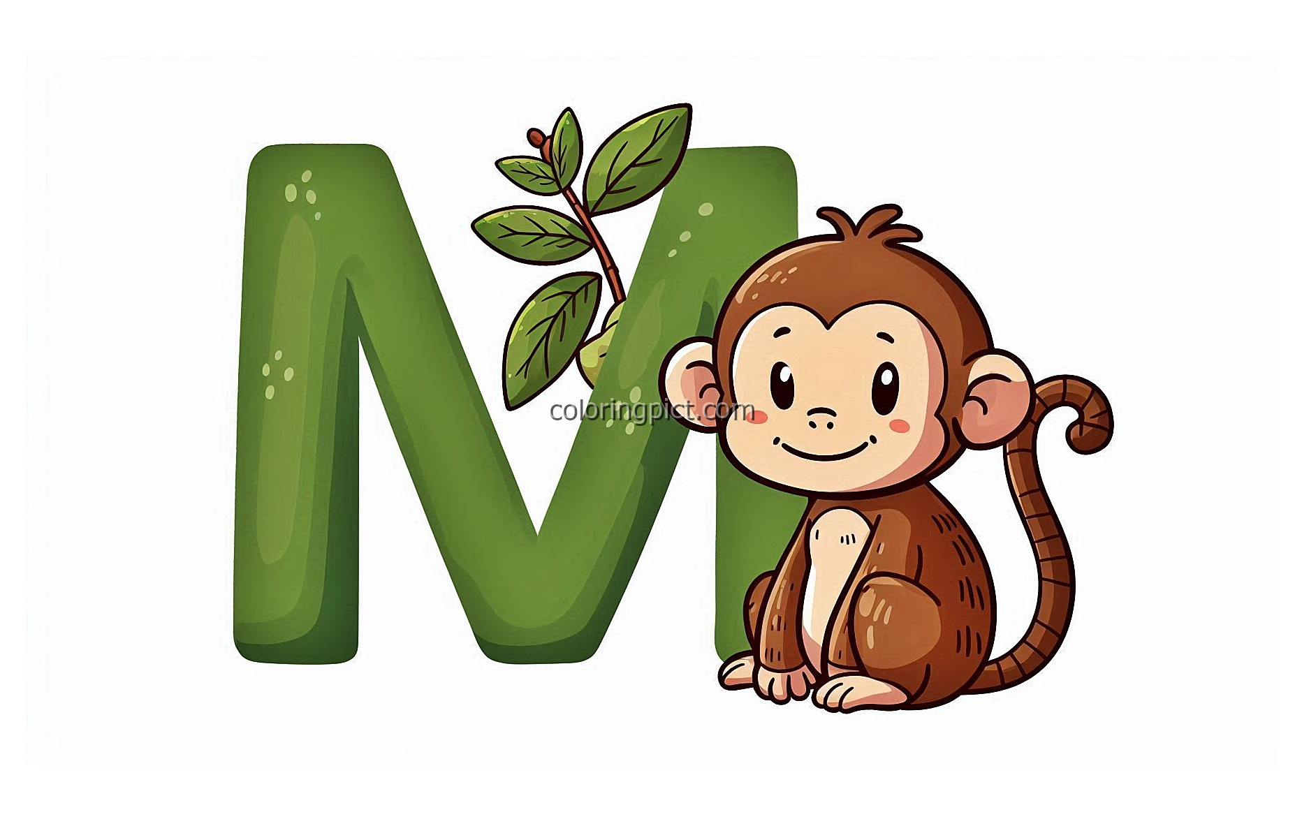 Welcome to the Letter M is for Monkey Coloring Pages 1 Image of Alphabet Letter M with Monkey Coloring