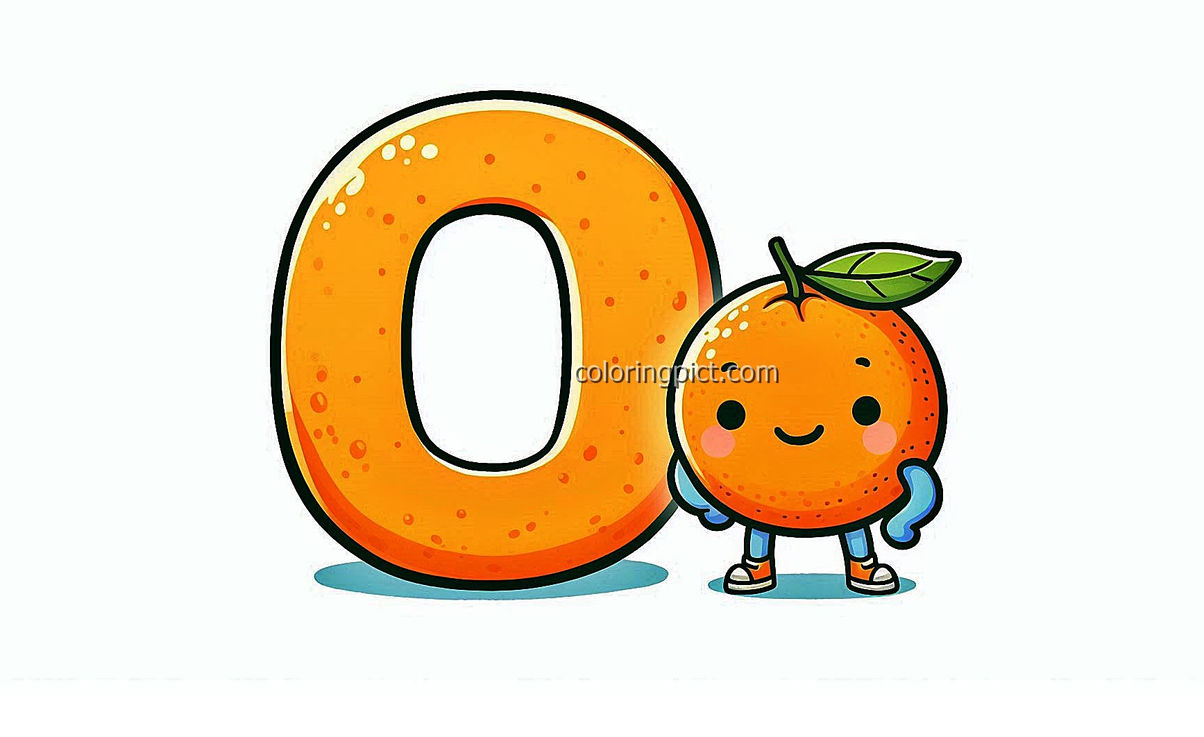Alphabet Letter O with Oranges Coloring Pages for Kids 1 Image of Alphabet Letter O with Oranges Coloring