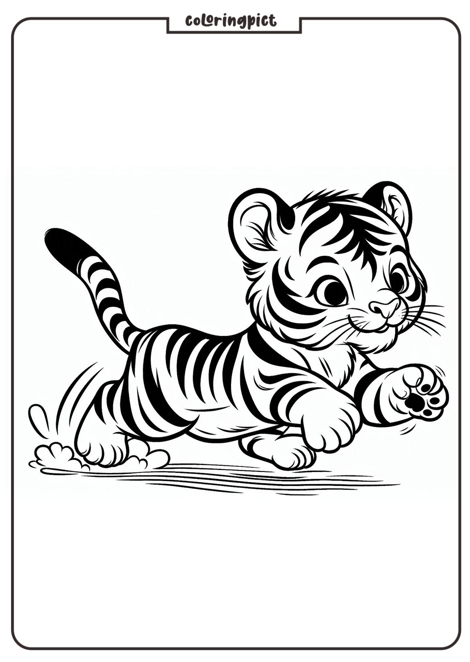 Printable Baby Tiger Coloring Page for Kids