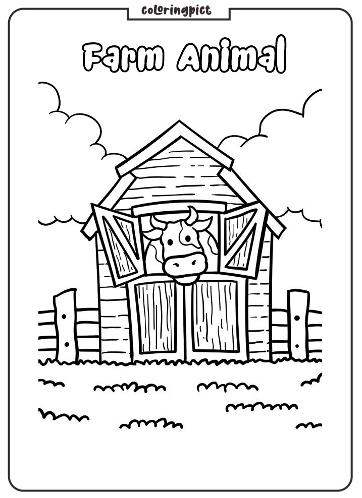Printable Farm Animal Coloring Page for Kids
