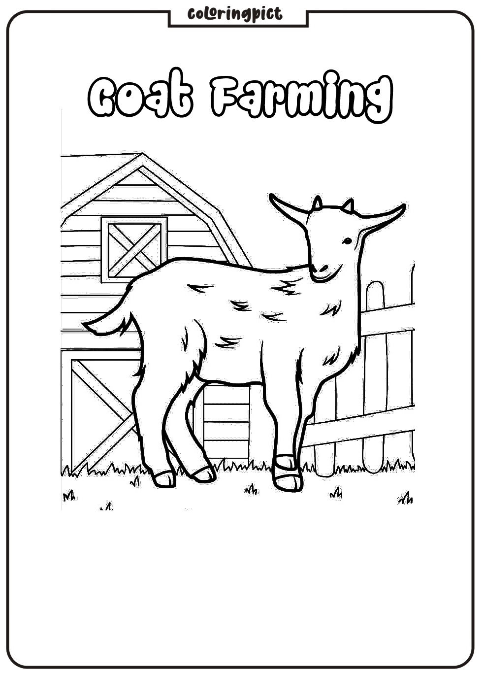 Printable goat farming coloring page