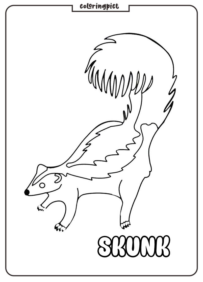 Skunk Coloring Page for Kids 2 Printable skunk coloring pages