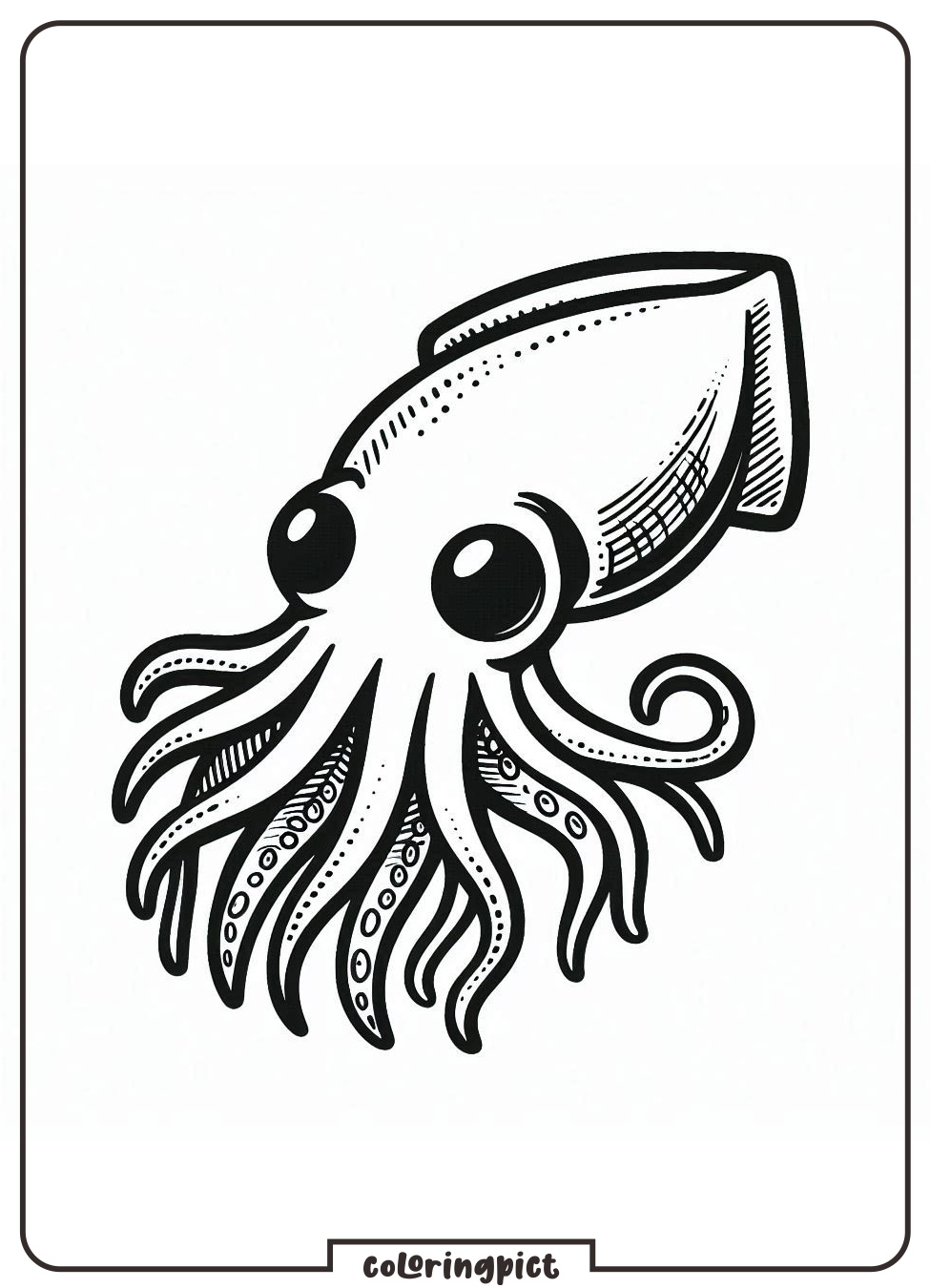 Dive into the deep sea with the Squid Coloring Pages 1 Squid Coloring Page