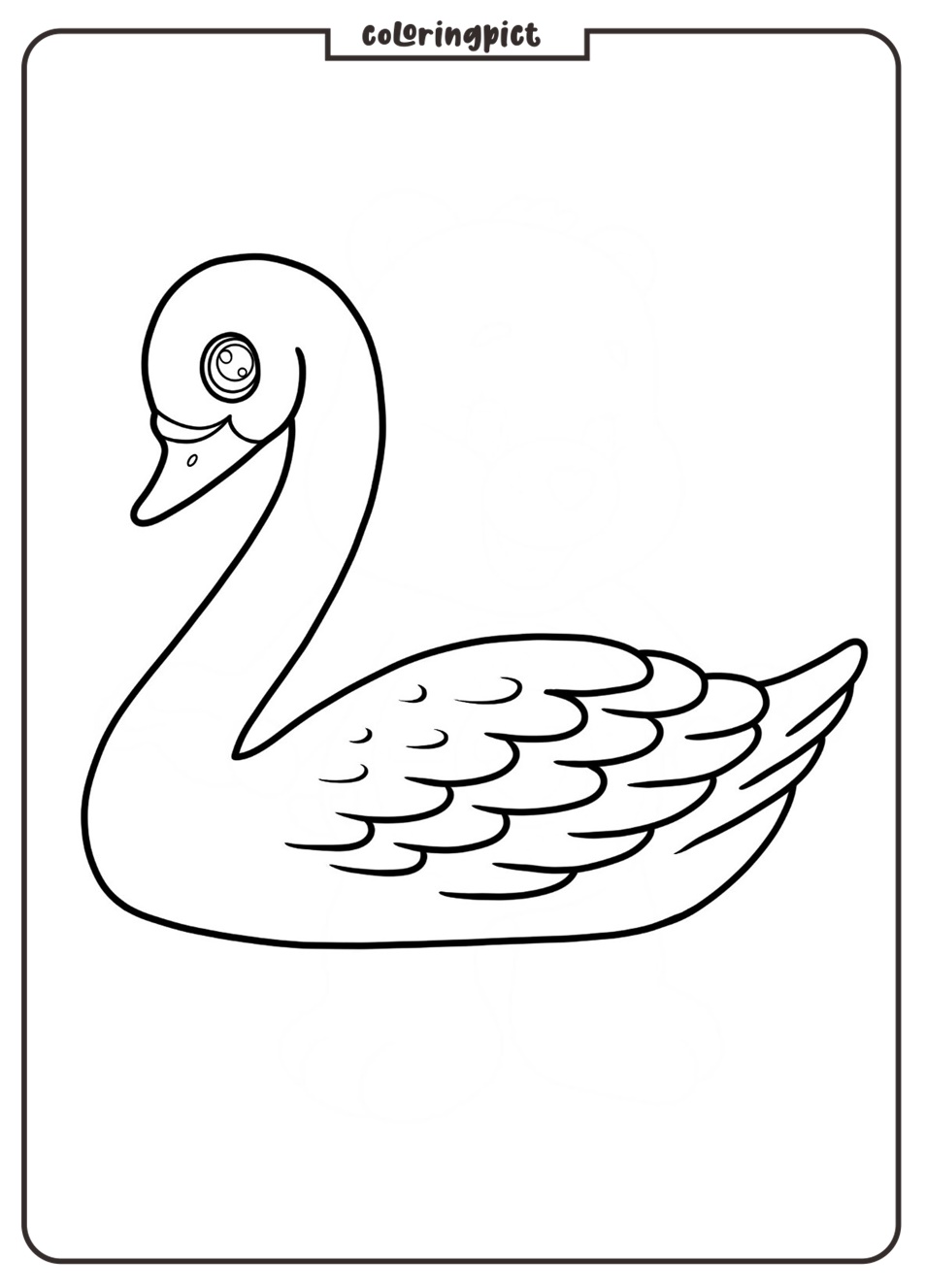 Swan Coloring Pages for Kids 4 Swan With Big Round Eyes Coloring Page