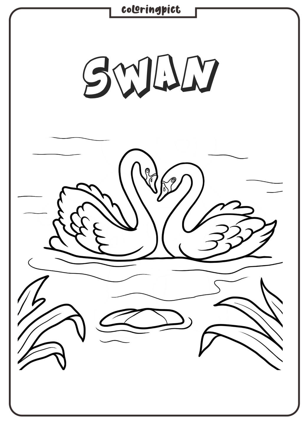 Swan Coloring Pages for Kids 5 Swans Forming Heart Coloring Pages