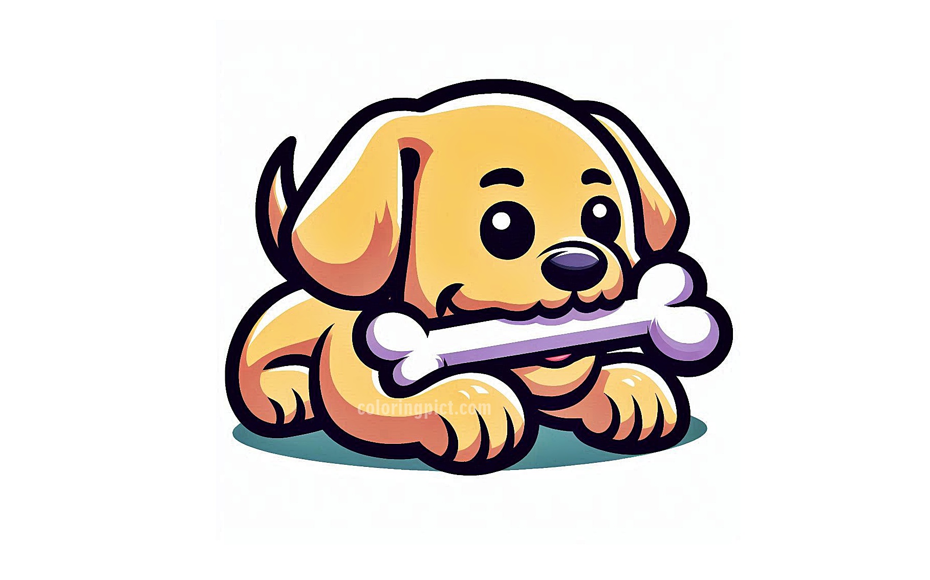 Cute Puppy Biting a Bone Coloring Page for Kids 1 image is cute puppy coloring