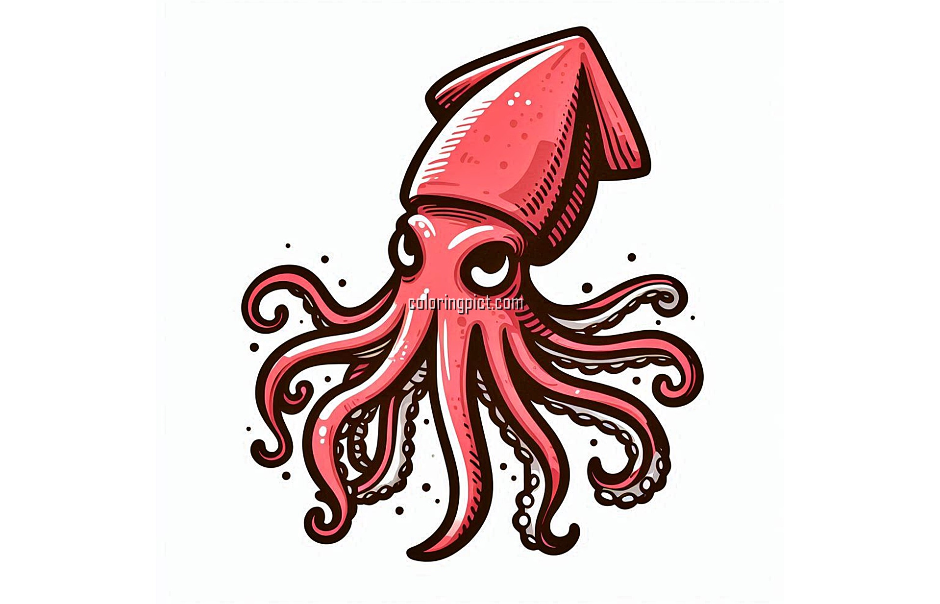 Dive into the deep sea with the Squid Coloring Pages 5 image is squid coloring