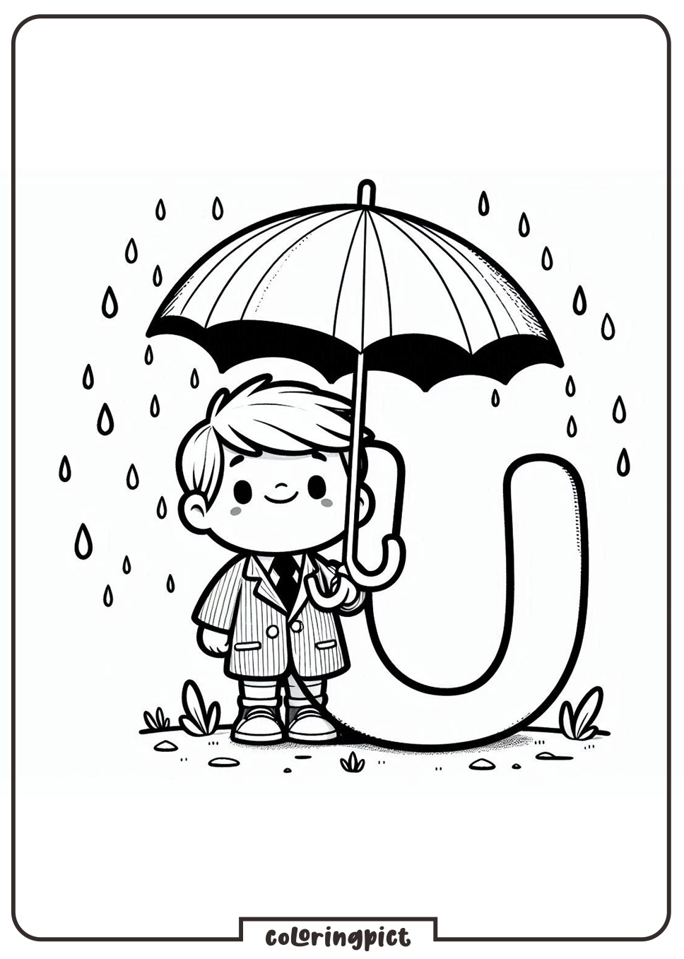 U is for Umbrella Coloring Pages for Kids 2 Alphabet Letter U with Umbrella Coloring Page for Kids