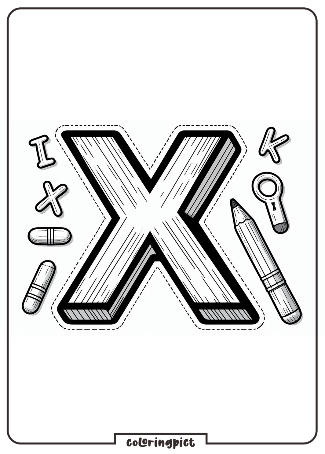 Alphabet letter X Coloring Page