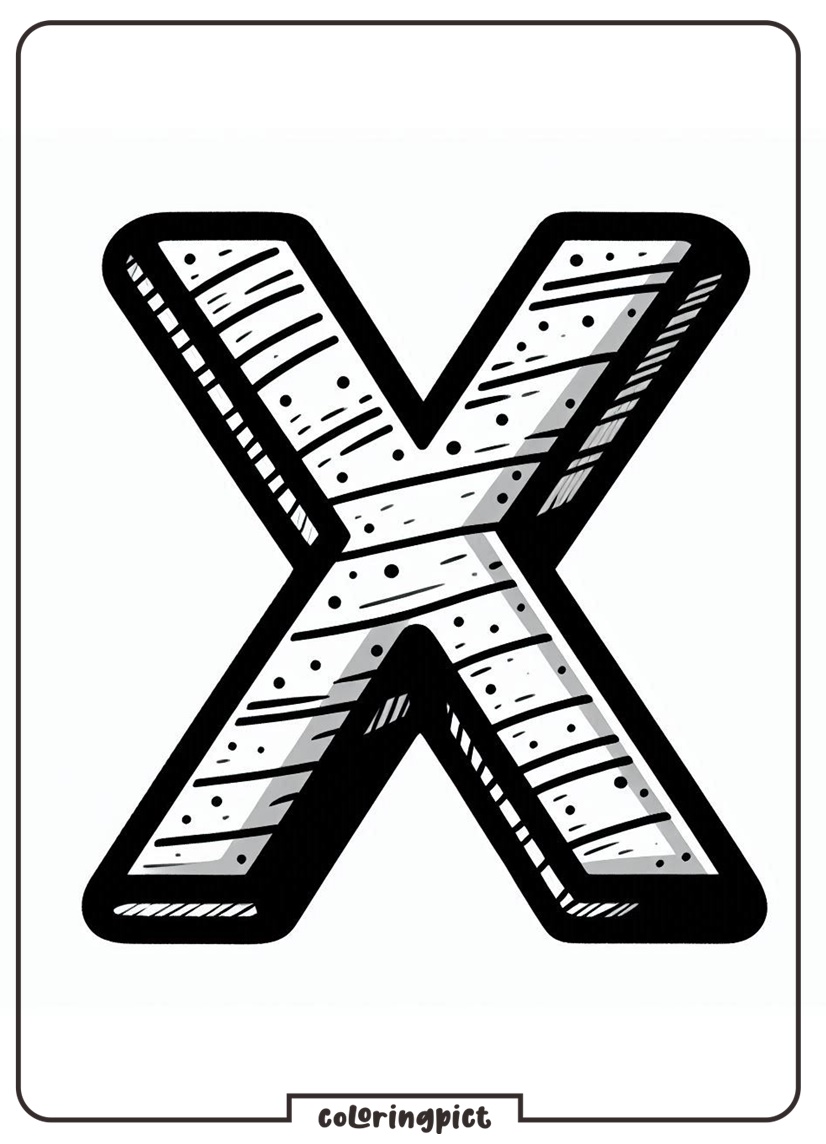 Alphabet letter X Coloring Pages