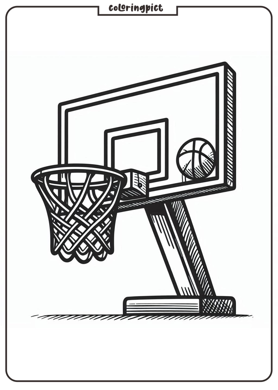 Basketball Hoop and Backboard Coloring Page for Kids