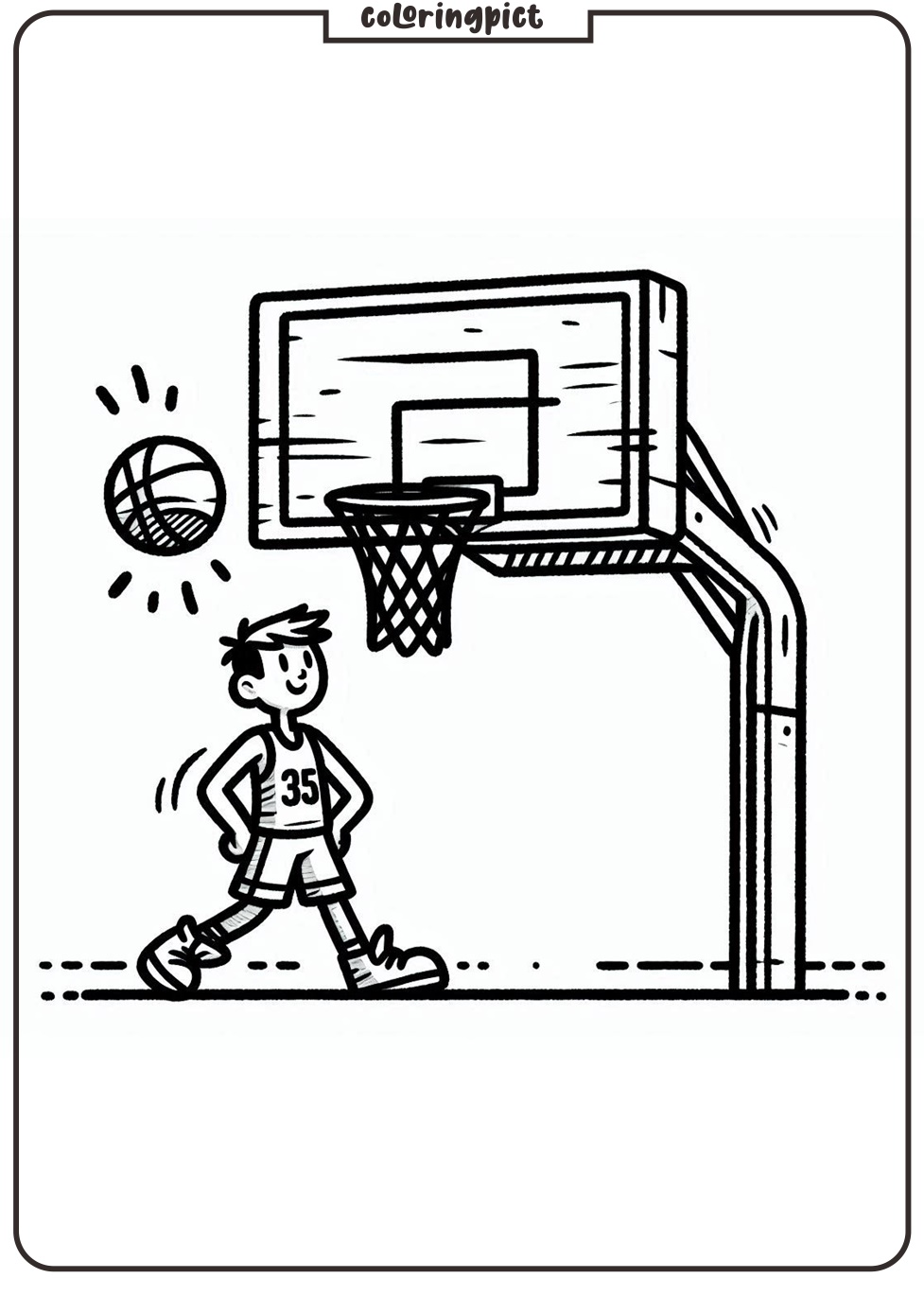 Basketball Hoop and Backboard Coloring Pages Coloringpict.com