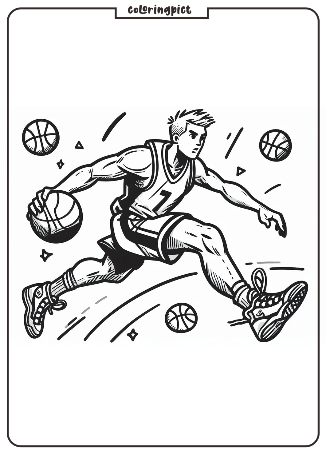 Basketball Player Coloring Pages for Kids 3 Basketball Player Coloring Pages Kids