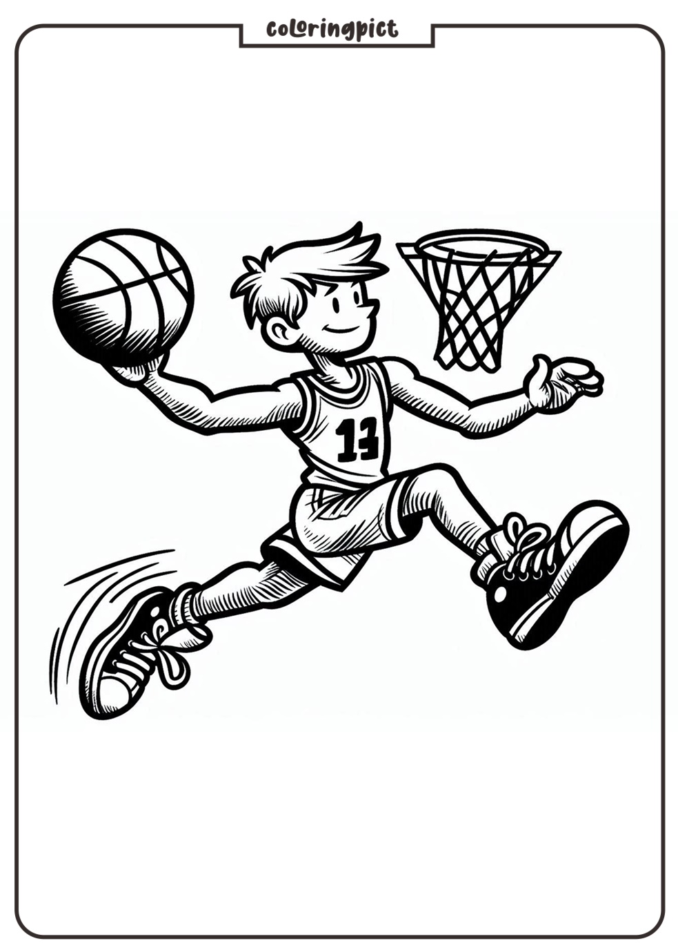 Basketball Player Coloring Pages for Kids 5 Basketball Player Coloring Pages, coloringpict.com