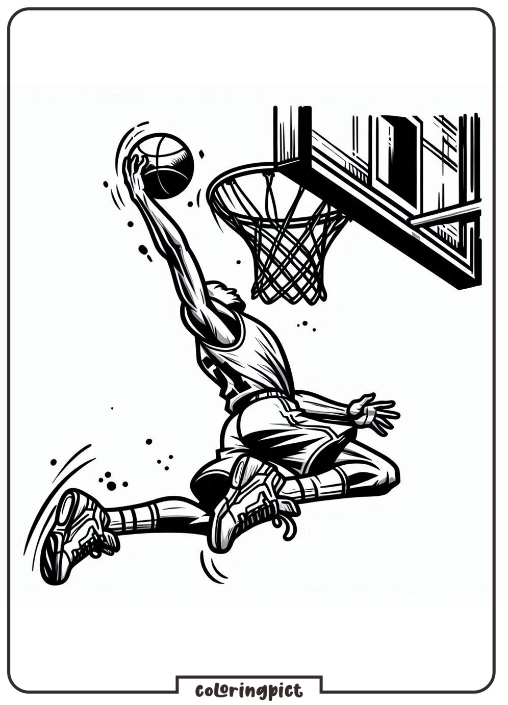Basketball SlamDunk Coloring Page Coloringpict.com