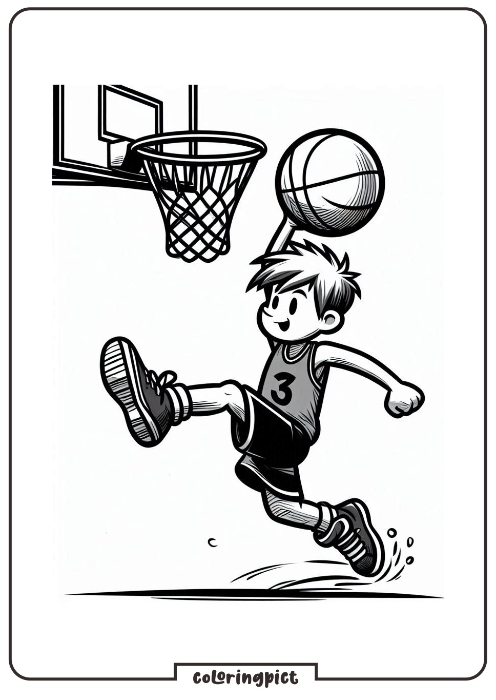 Basketball SlamDunk Coloring Page