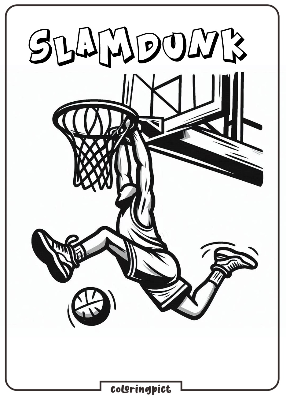 Basketball SlamDunk Coloring Pages for Kids