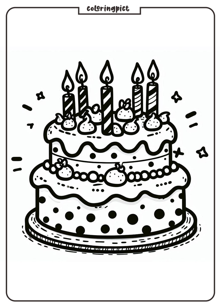 Birthday Cake with Candles Coloring page