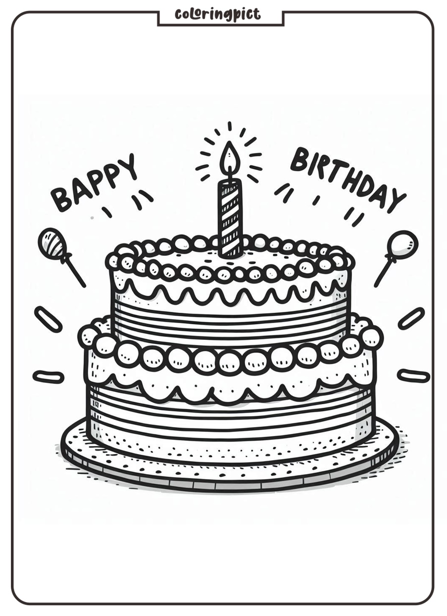 Birthday Cake with Candles Coloring pages