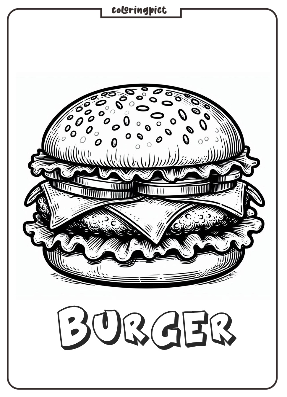 Burger Coloring Page for Kids