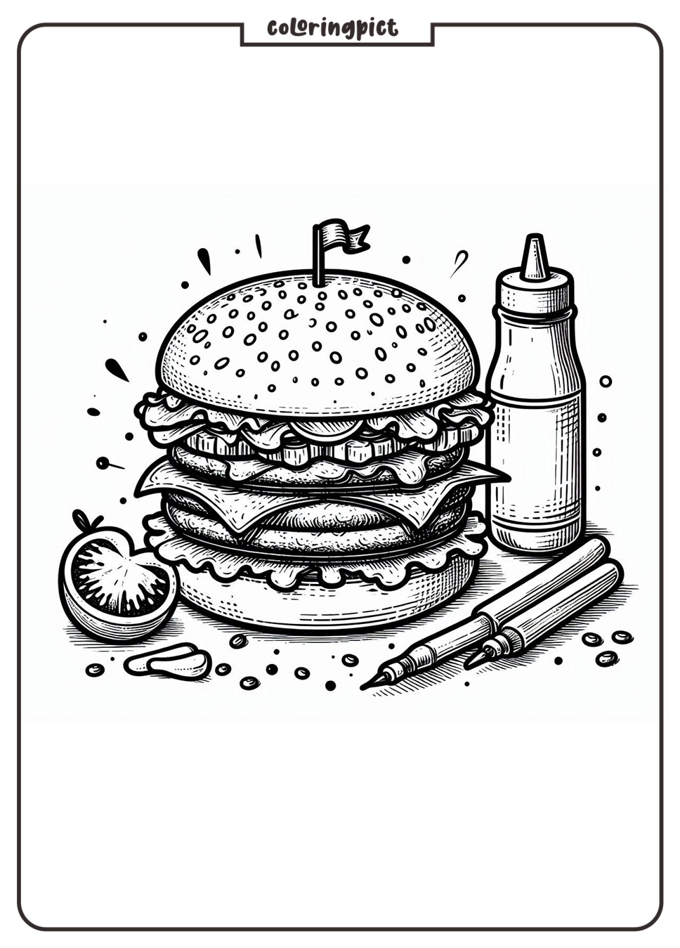 Burger Coloring Pages for Kids