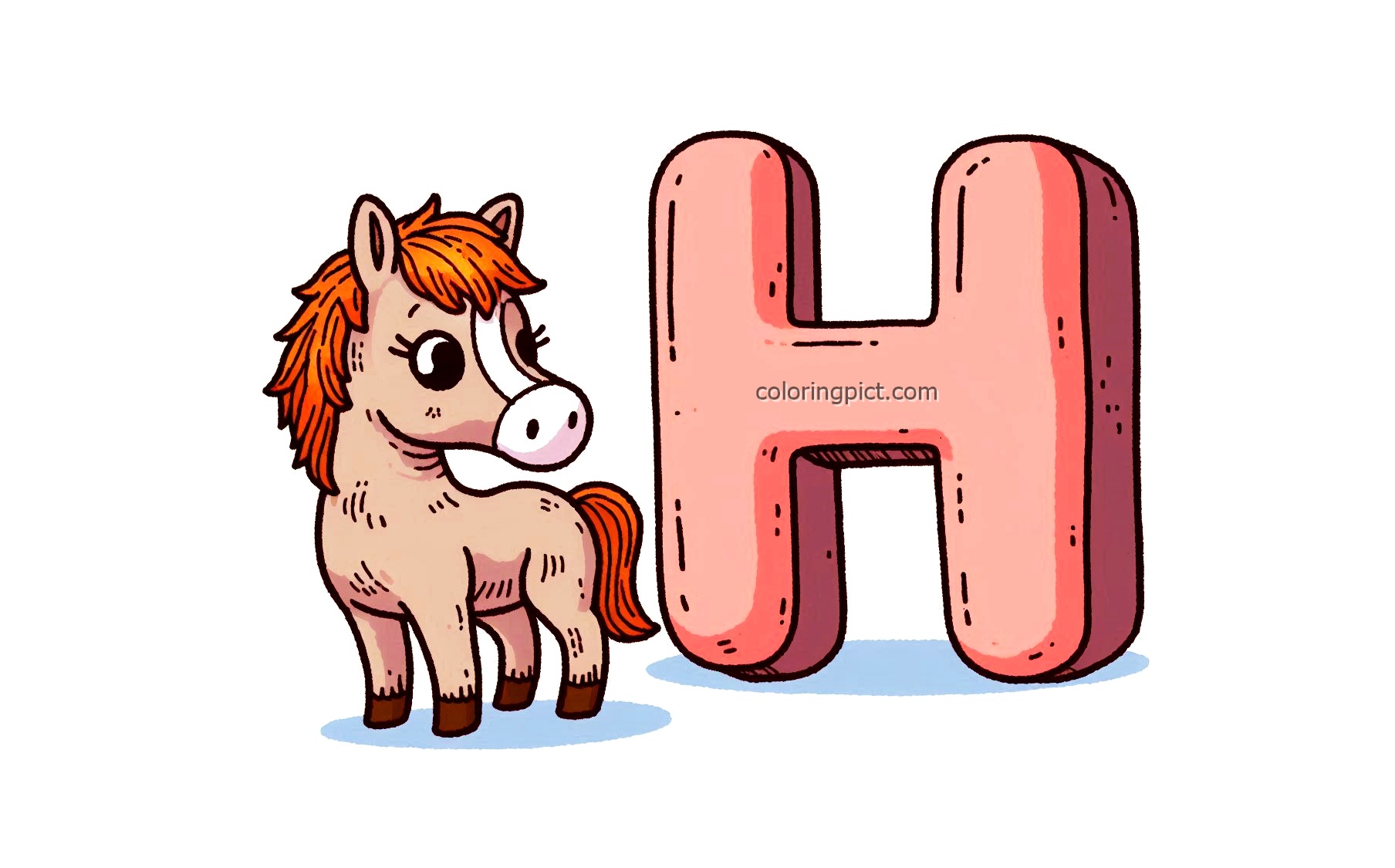 Image is Alphabet Letter H Horse Coloring