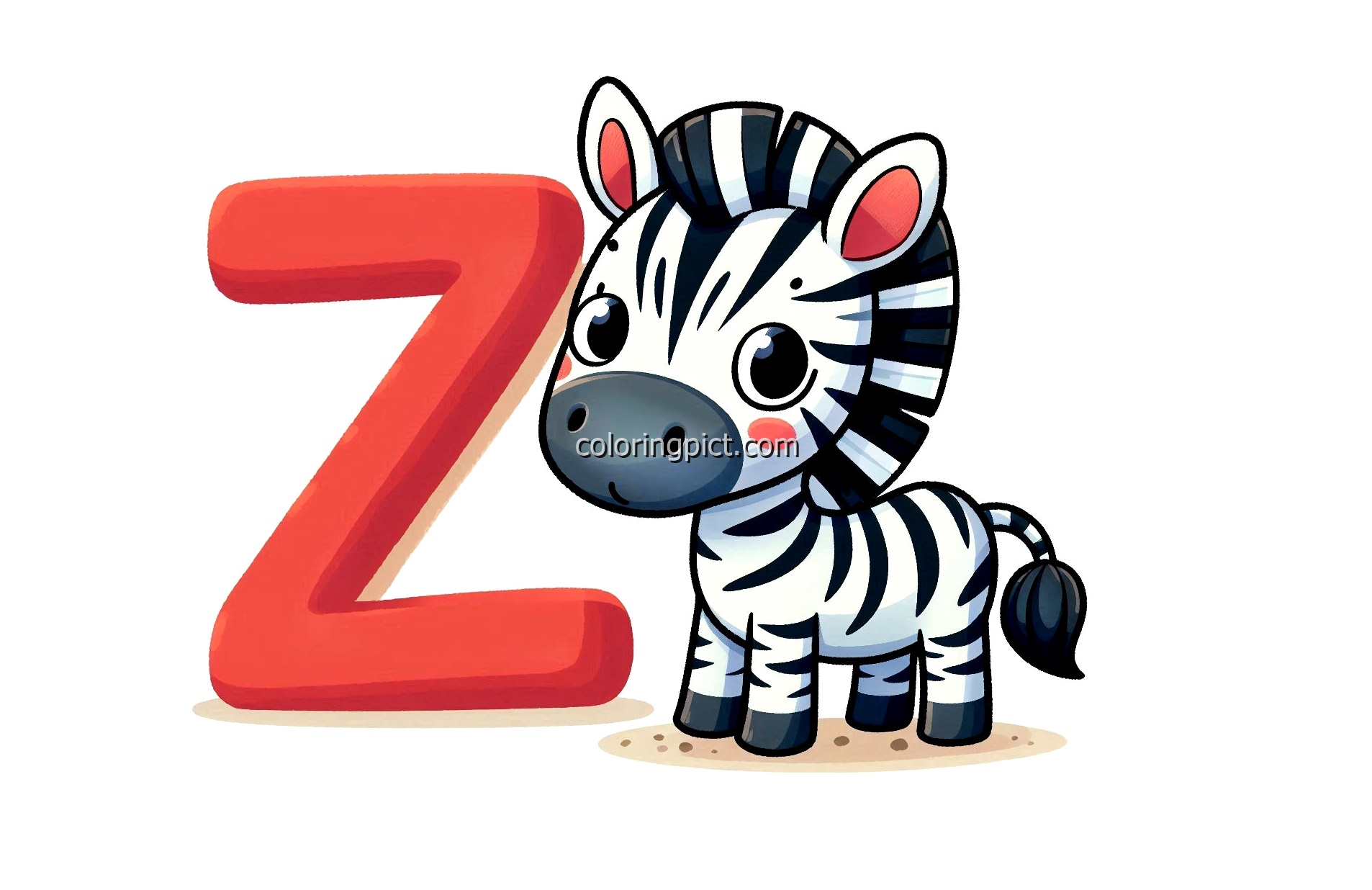 Image is Alphabet Letter Z with Zebra Coloring