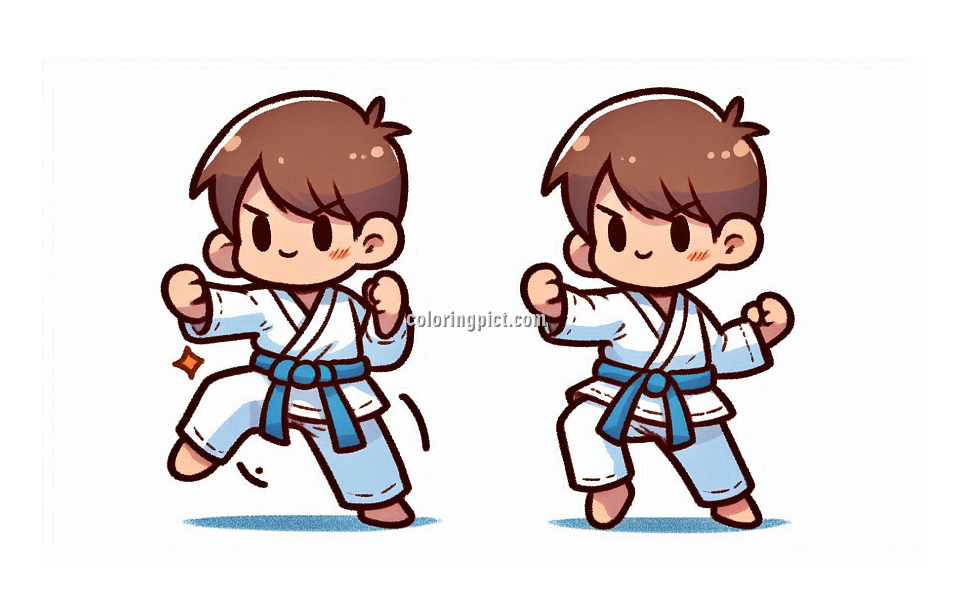 Image is Karate Boy Coloring