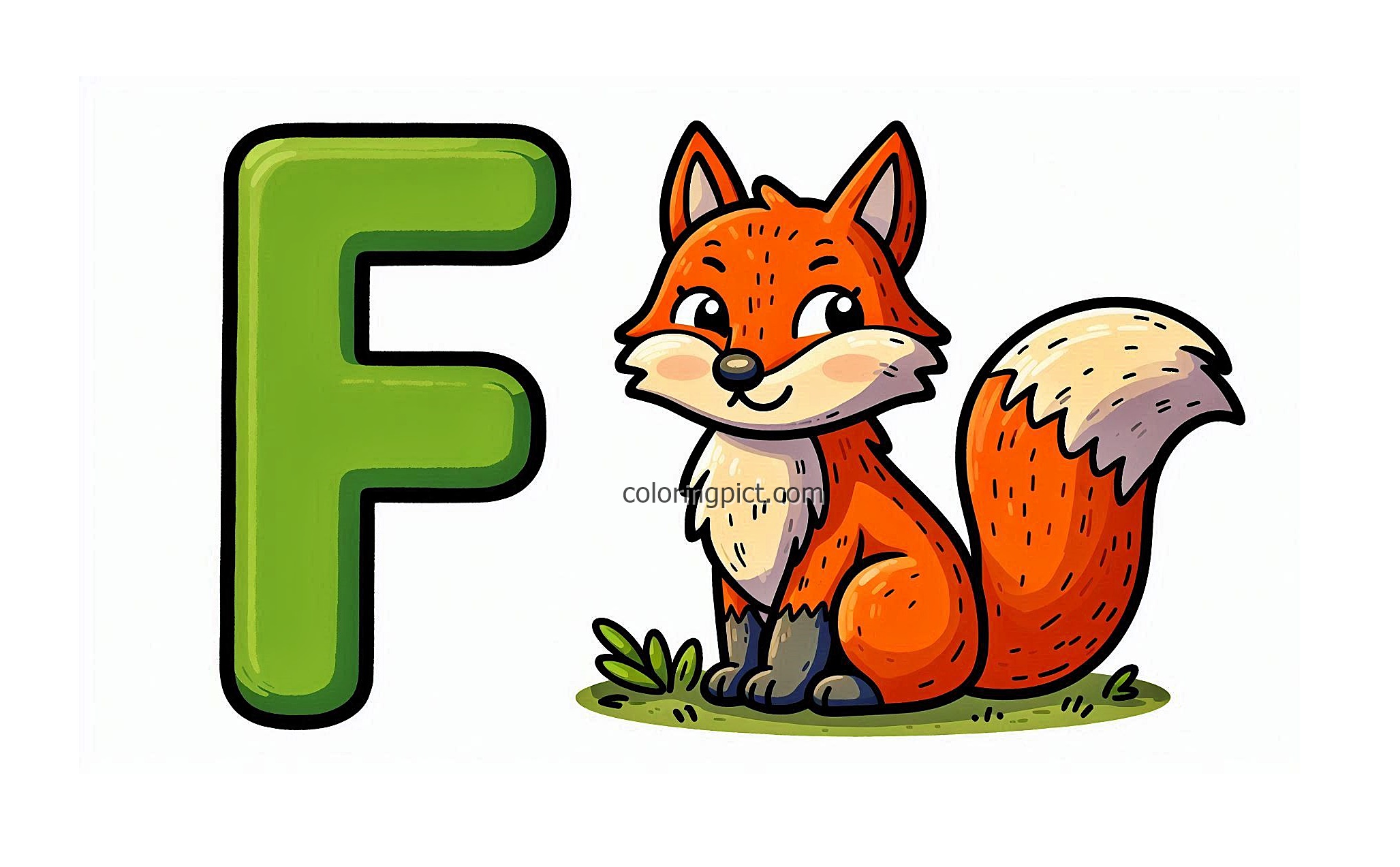 Alphabet Letter F with Fox Coloring Pages for Kids 6 Image of Alphabet Letter F with Fox Coloring