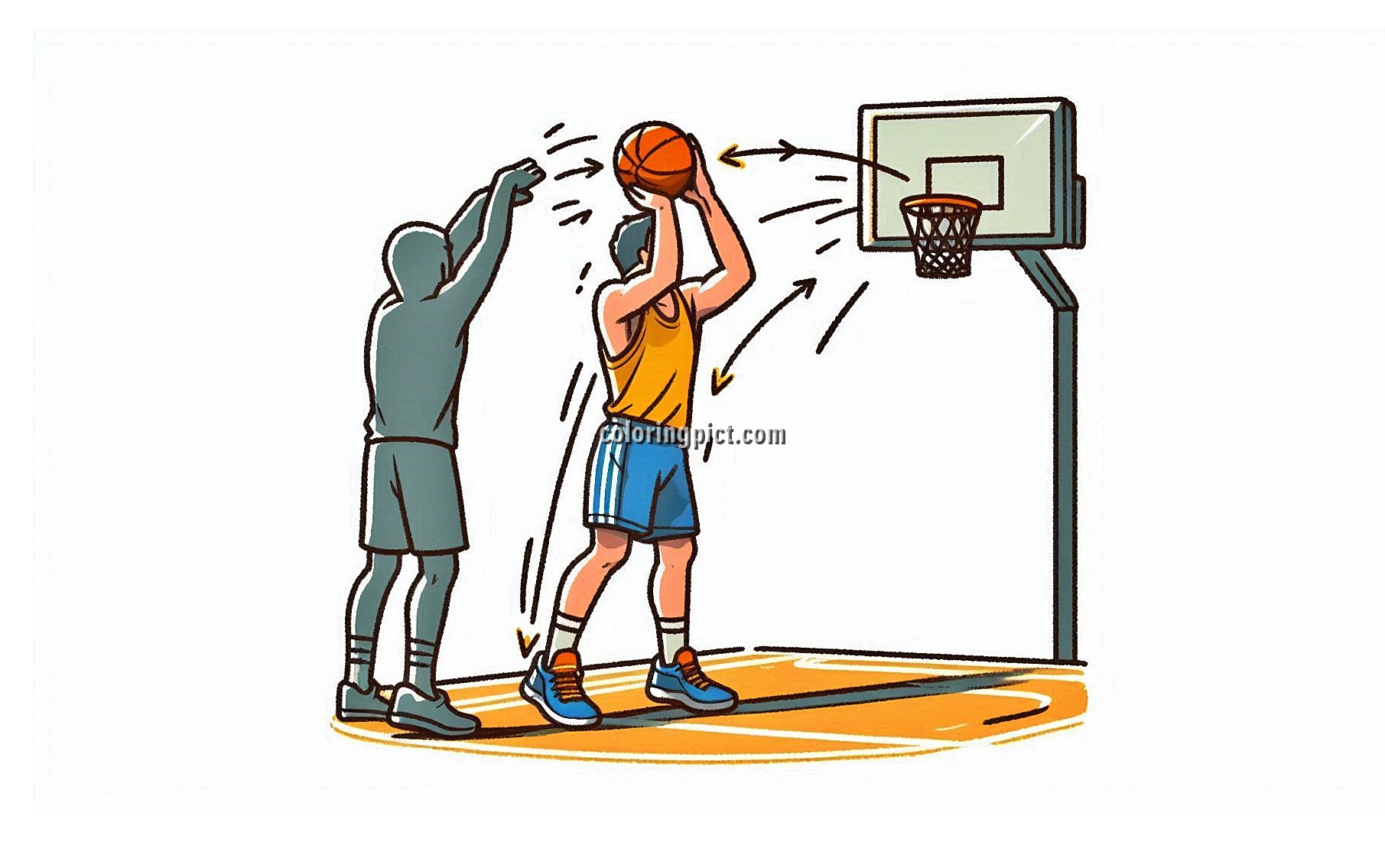 Basketball Shooting Position Coloring Pages 6 Image of Basketball Shooting Coloring