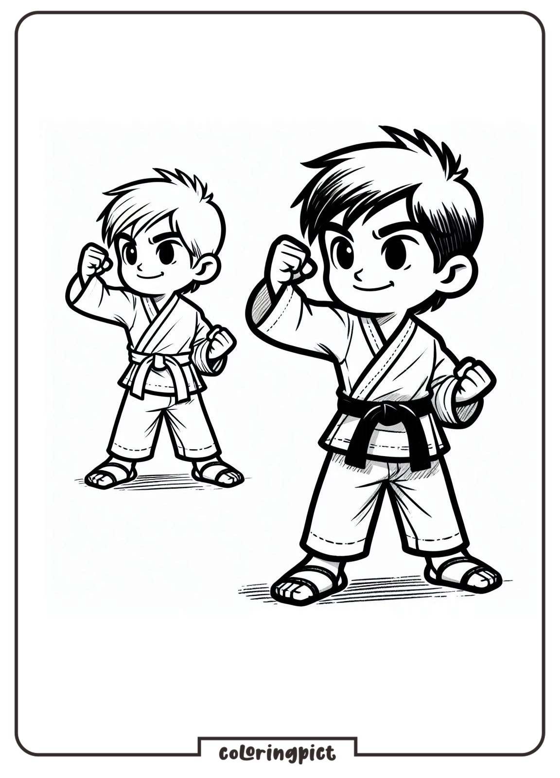 Karate Boy Coloring Page For Kid