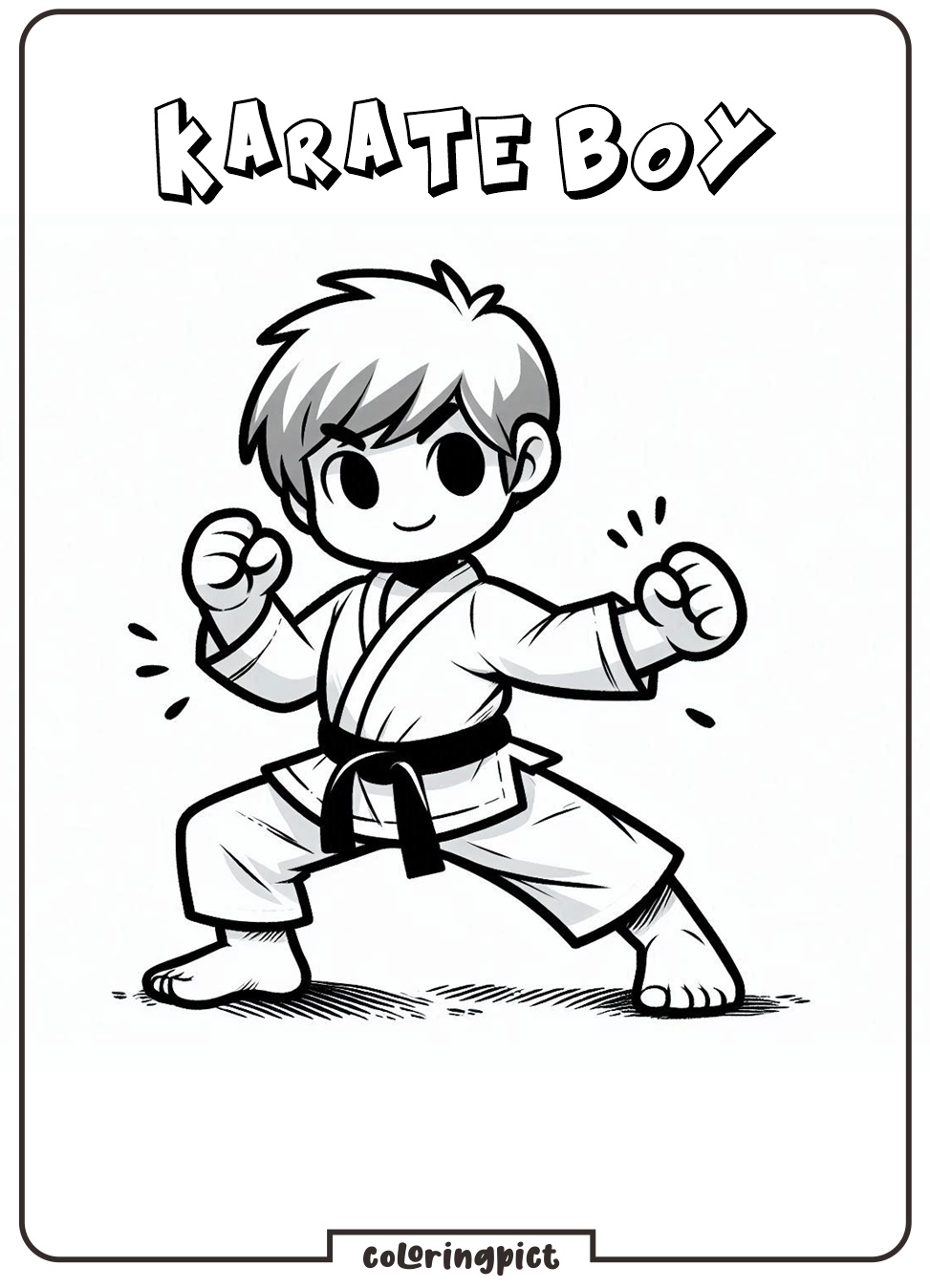 Karate Boy Coloring Page Online for Kids