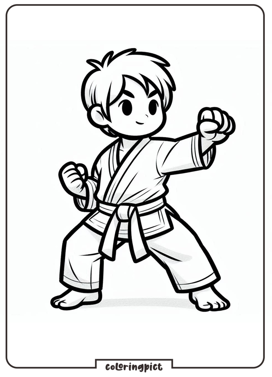 Karate Boy Coloring Pages for Kids