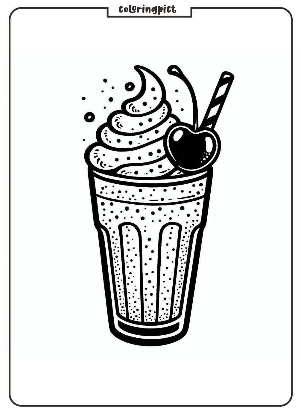 Let’s Color a Milkshake with Cherry! 1 Milkshake drink with cherry coloring page