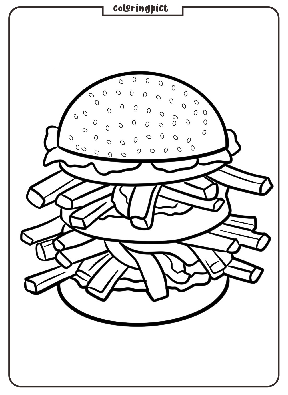 burger with fries coloring pages
