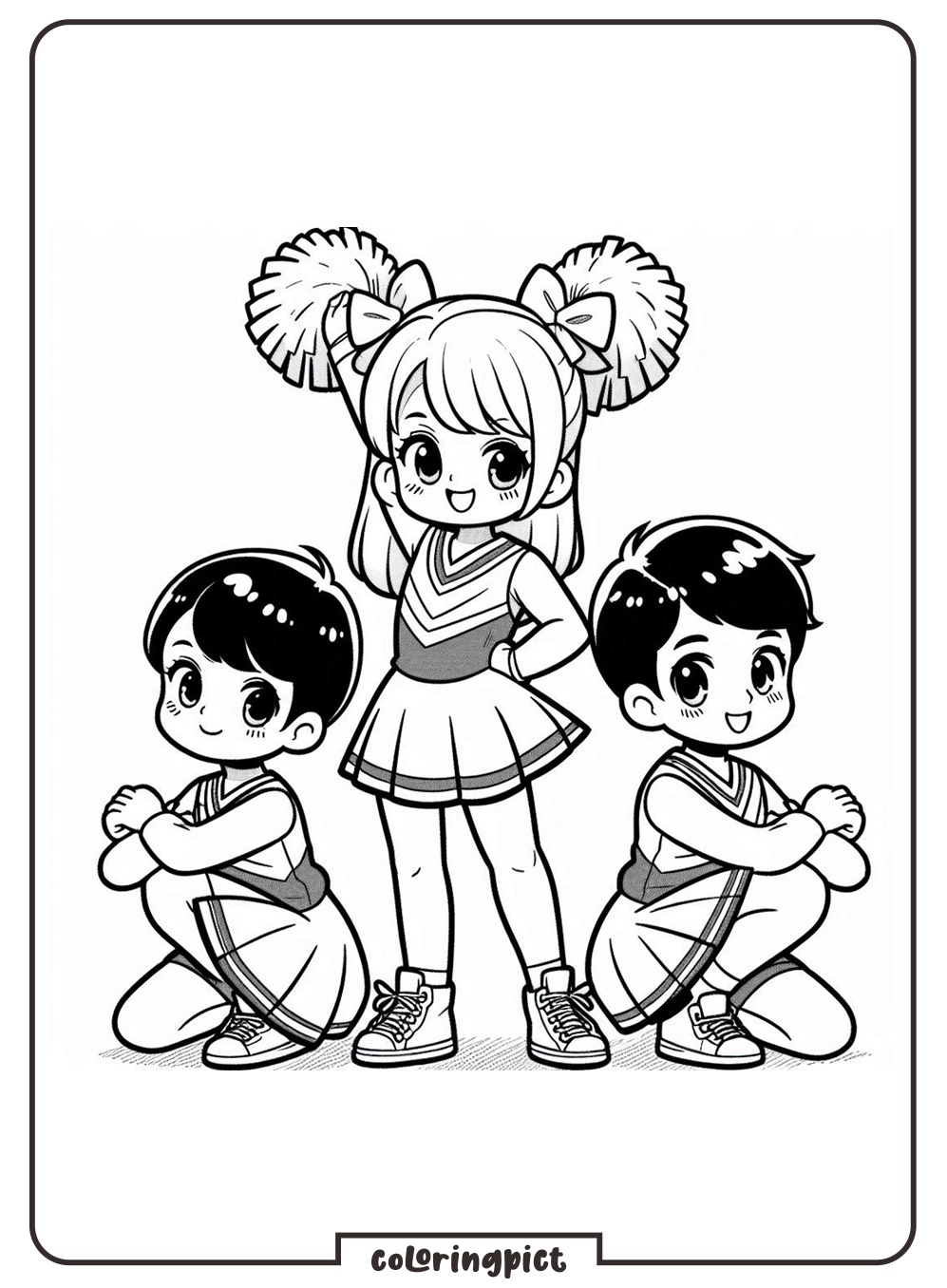 cute kids cheerleader coloring page for kids