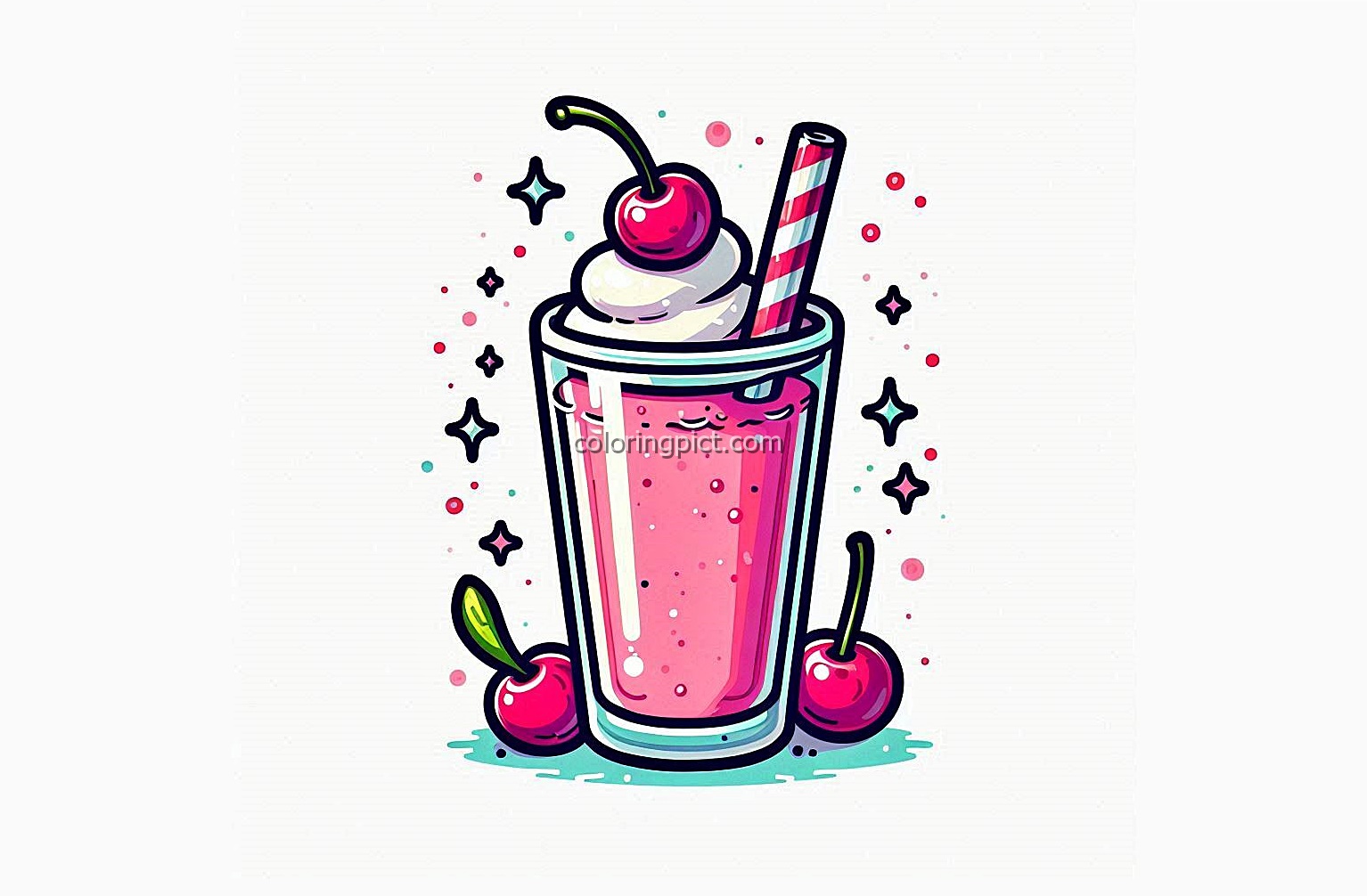 Let’s Color a Milkshake with Cherry! 4 image is Milkshake drink with cherry coloring