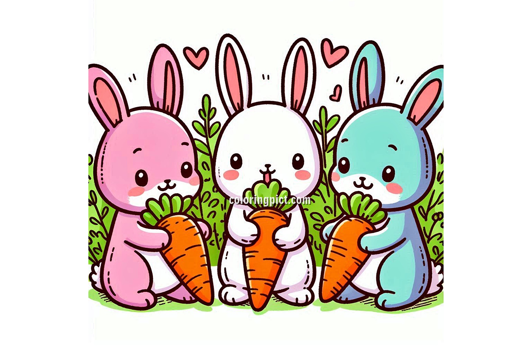 image is rabbit eat carrot coloring