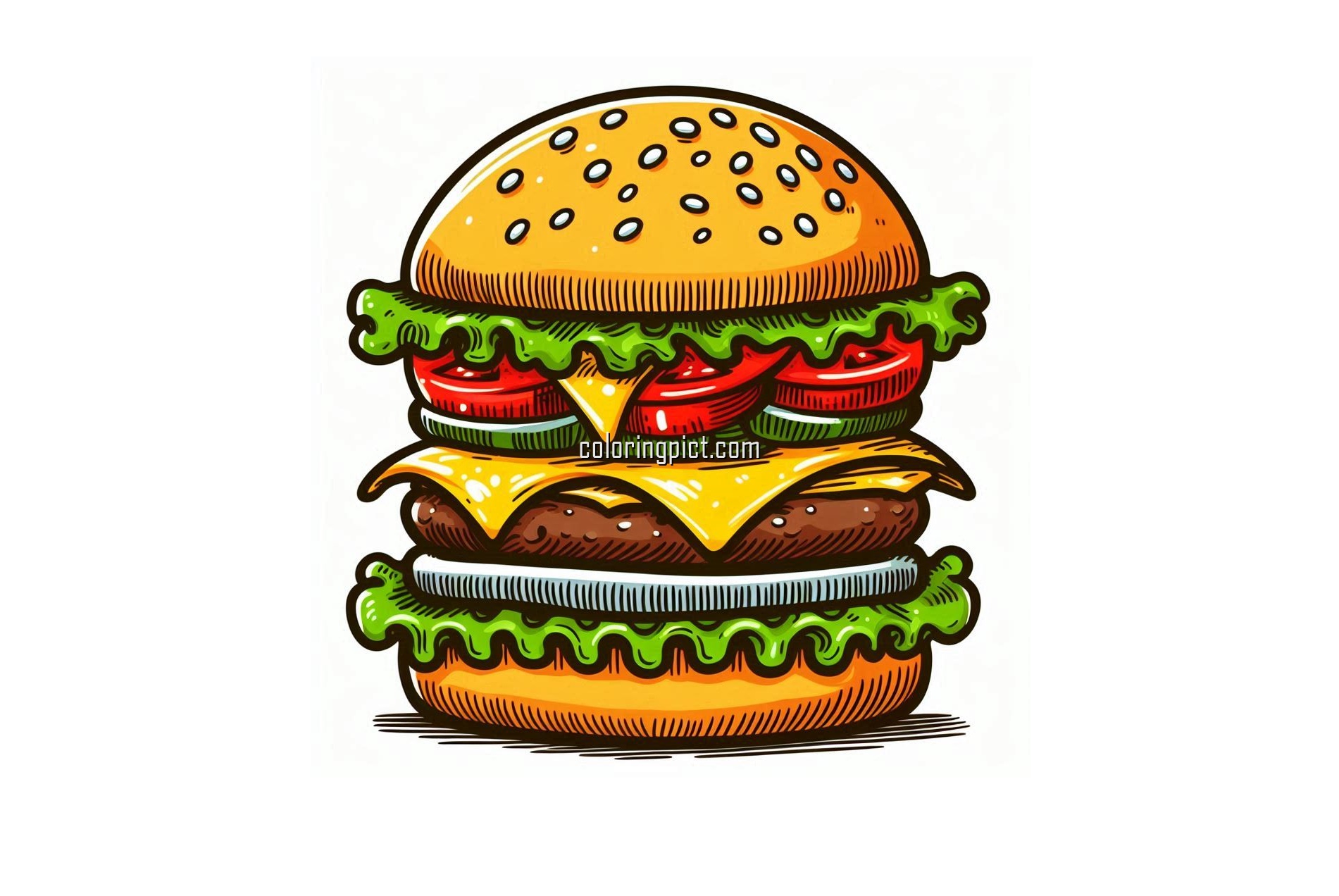 image of burger coloring