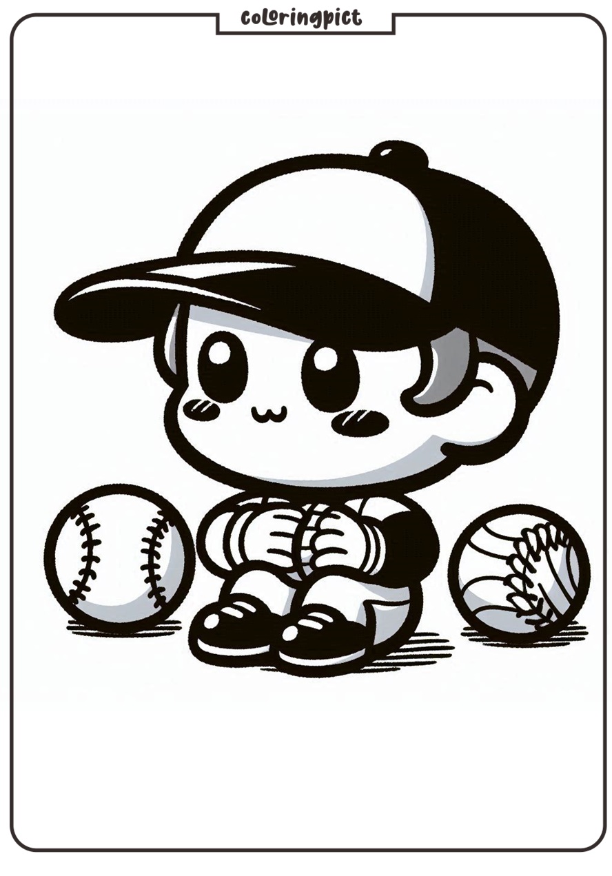 kids play baseball coloring page