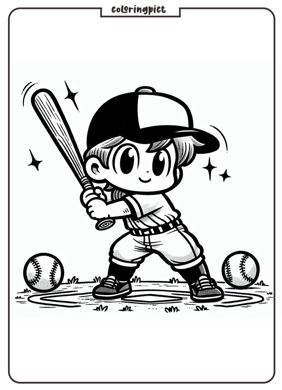 kids play baseball coloring pages, coloringpict.com
