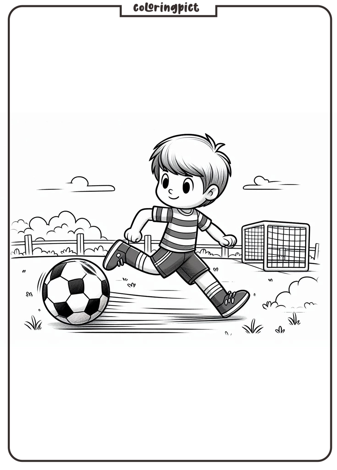 kids play soccer coloring page for kids