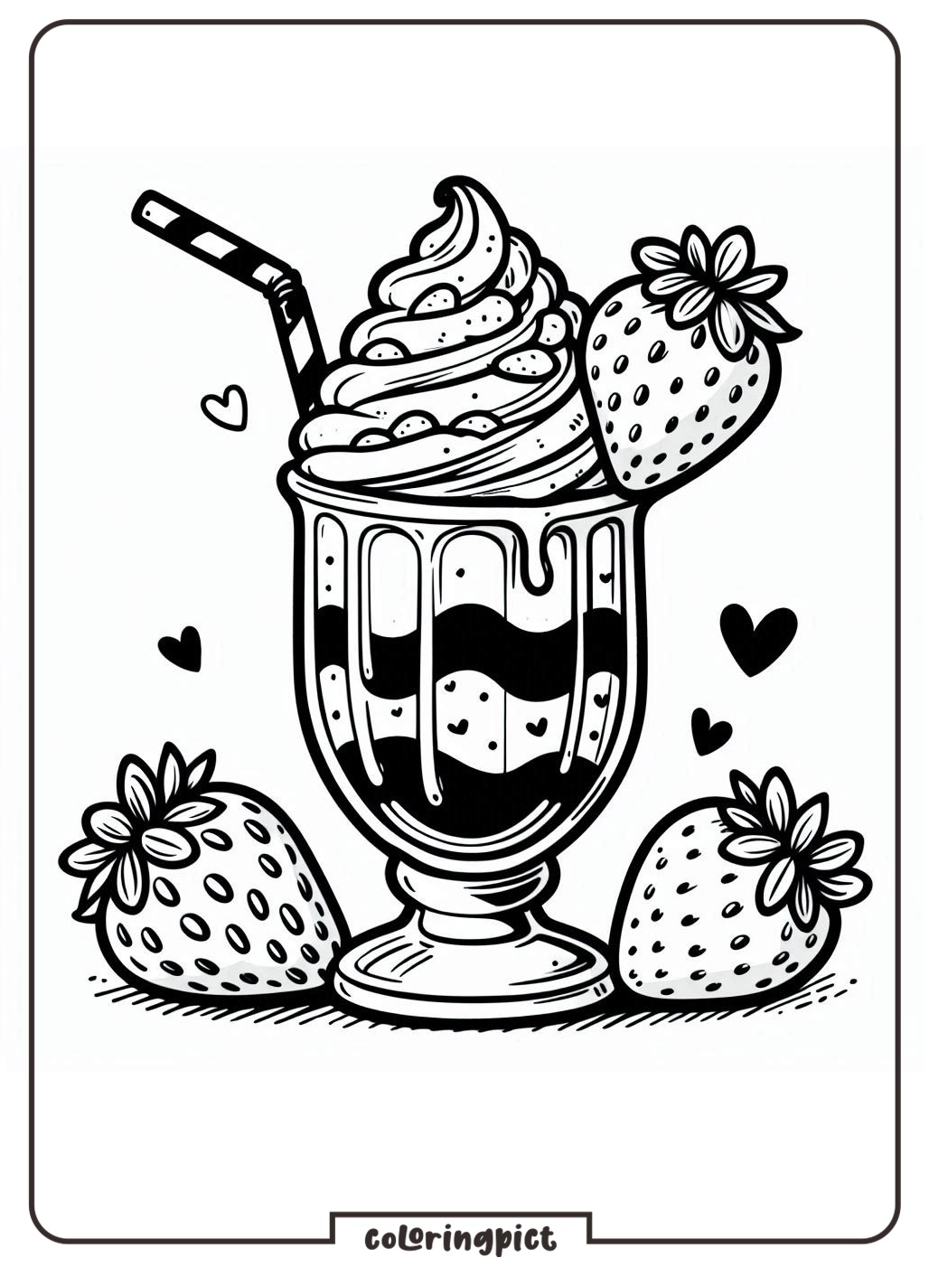 milkshake drink with strawberry coloring pages