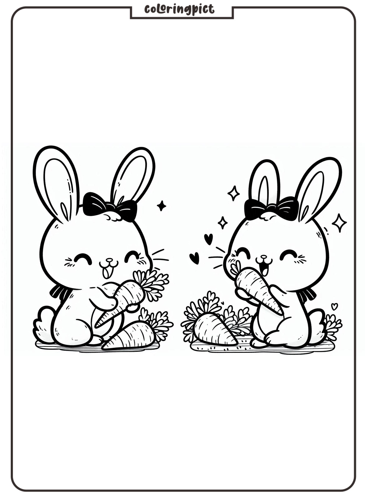 rabbit eat carrot coloring page