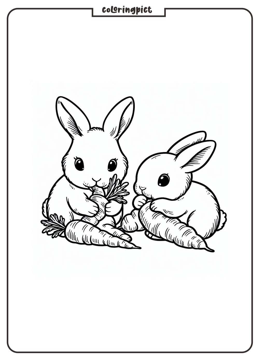 rabbit eat carrot coloring pages for kids