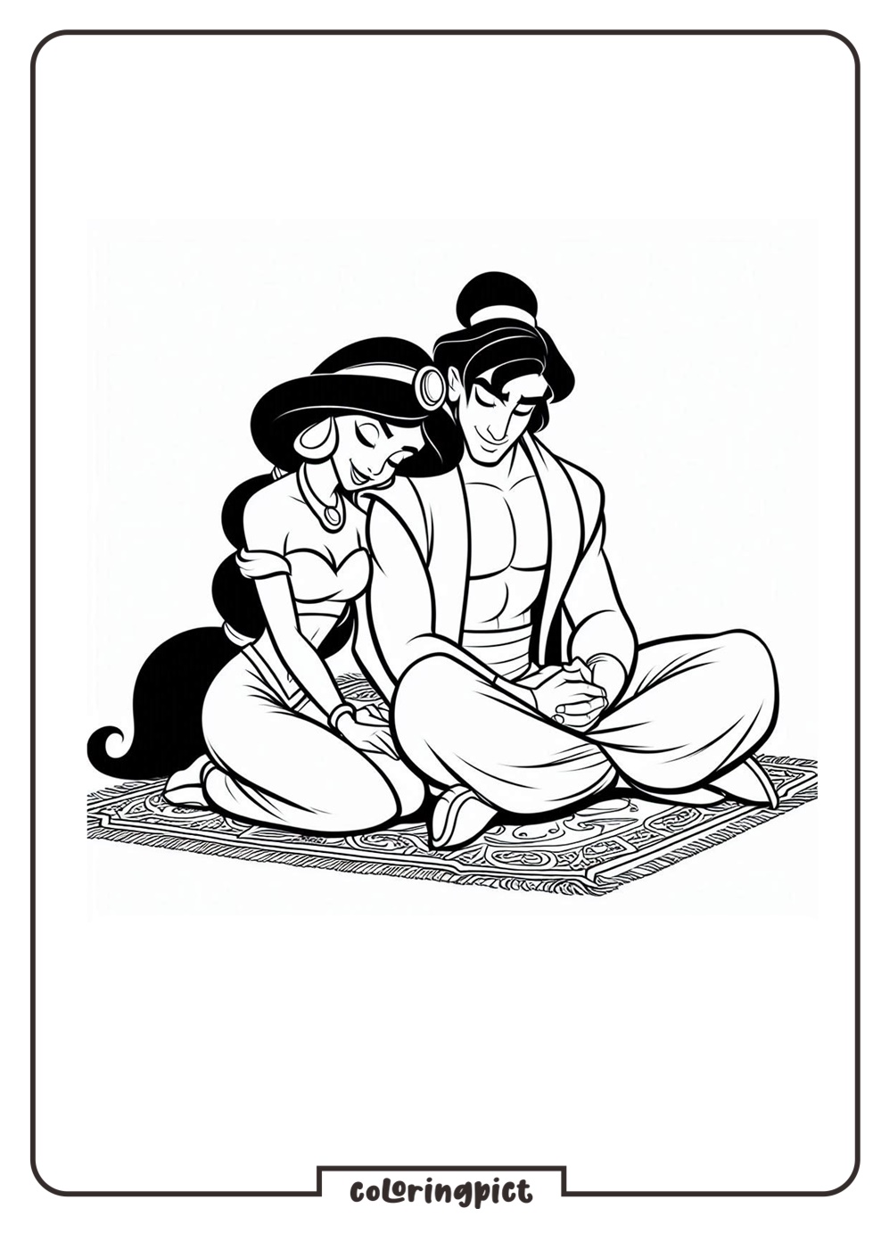 Aladdin and Princess Jasmine Coloring Page