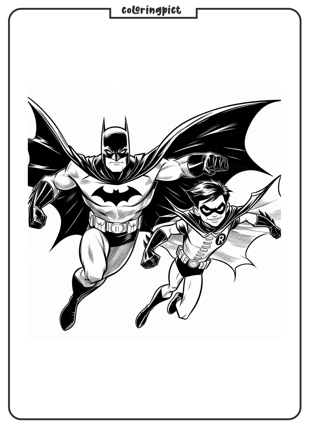 Batman Robin in Action Coloring Pages coloringpict.com