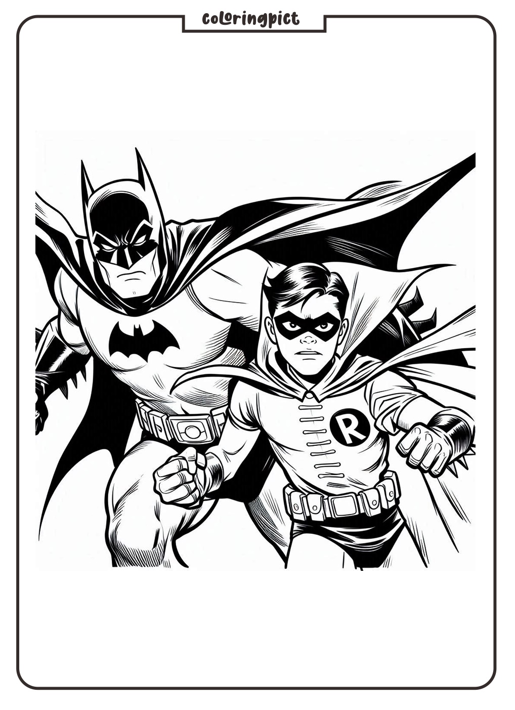 Batman Robin in Action to Color coloringpict.com