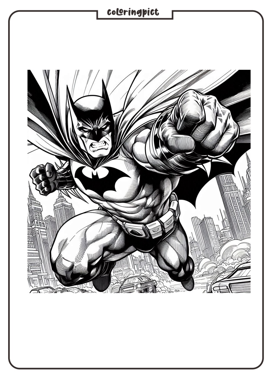 Batman in Action Coloring Pages for Kids 1 Batman in Action Coloring coloringpict.com